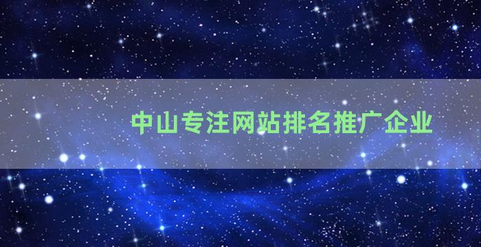 中山专注网站排名推广企业