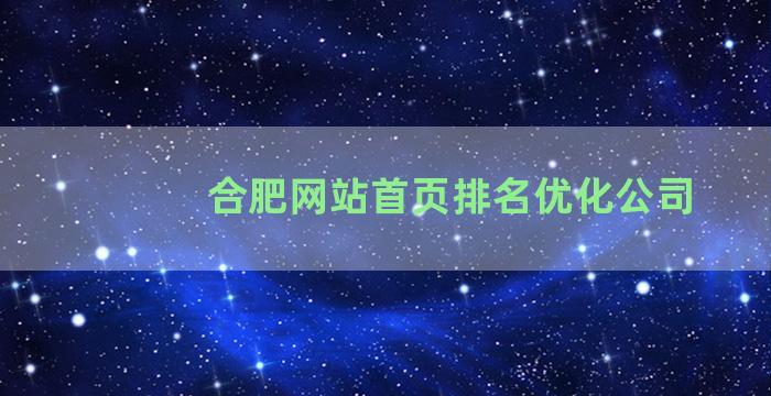 合肥网站首页排名优化公司