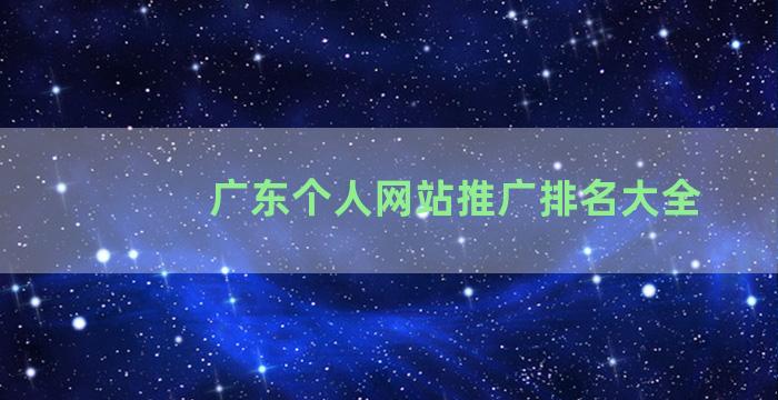 广东个人网站推广排名大全