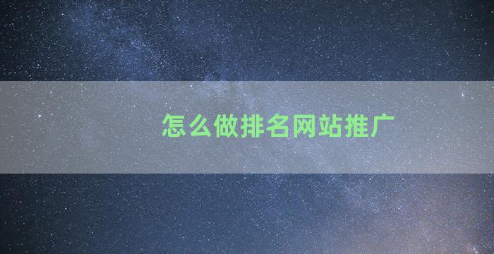 怎么做排名网站推广