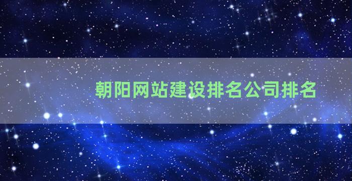 朝阳网站建设排名公司排名