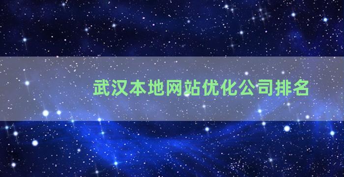 武汉本地网站优化公司排名